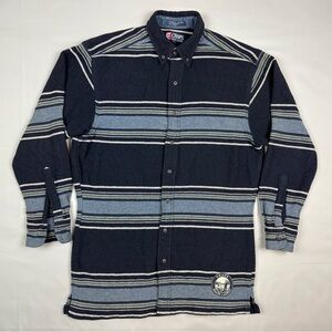 Vtg Chaps Ralph Lauren Mens Long Blanket Button Down Shirt Medium Wool Blend C6